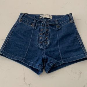 Abercrombie and Fitch tie up denim shorts